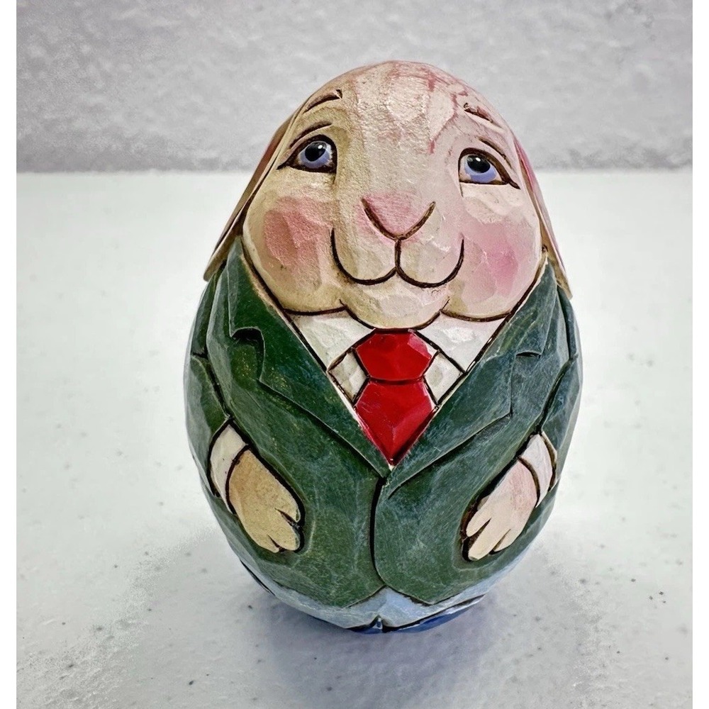 Vintage Jim Shore Mini Character Egg Easter Hand-Painted 4040707 Mr Bunny 2.25"